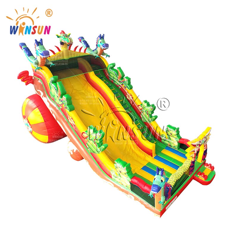 Fire Dragon Theme Giant Inflatable Dry Slide